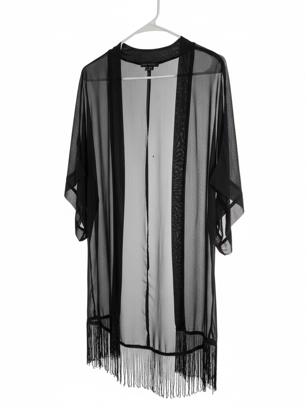 Steve Madden Black Sheer Fringe Kimono